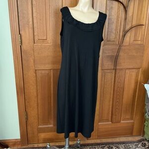 Dana Buchman Black Ruffle Neck Midi Dress